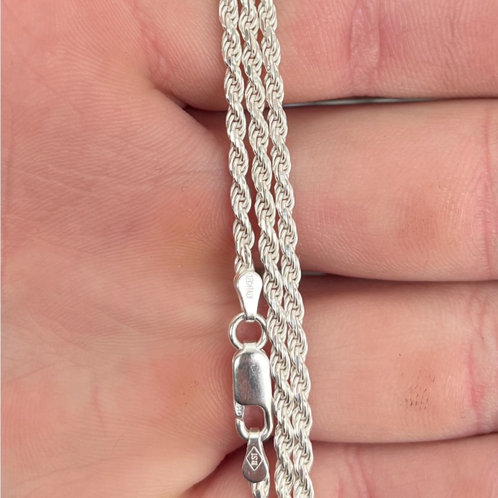 20” 4mm solid 925 silver rope chain